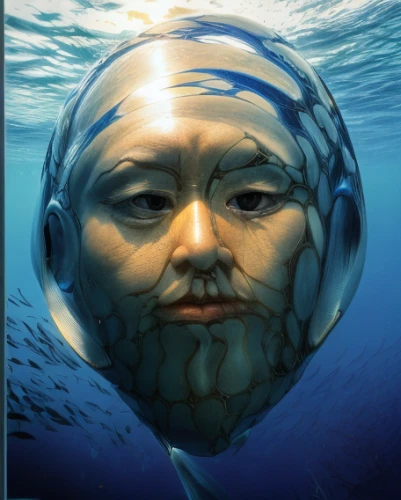 sea god,diving mask,god of the sea,blue planet,cube sea,the man in the water,sea devil,under the water,poseidon god face,yuri gagarin,aquanaut,bjork,aquatic mammal,sea man,garp fish,ocean floor,png transparent,deep sea diving,bay of pigs,bearded seal,Realistic,Landscapes,Underwater Exploration