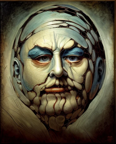 death mask,prejmer,two face,wooden mask,anonymous mask,human head,medical mask,sculpt,white walker,poseidon god face,man face,covid-19 mask,elderly man,fantasy portrait,face,pierrot,dali,fractalius,icon magnifying,old man,Calligraphy,Painting,Prophetic Art