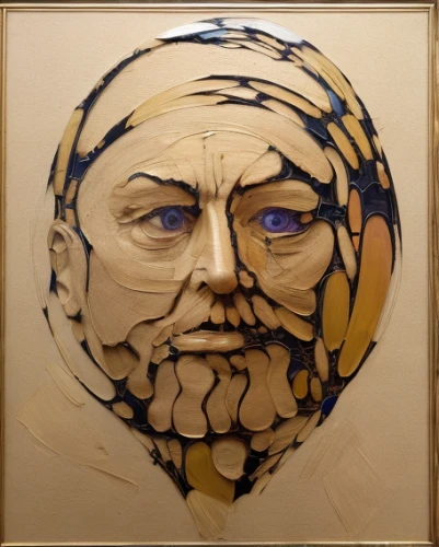 glass painting,leonardo da vinci,roy lichtenstein,wood art,leonardo,art nouveau frame,woman's face,vincent van gough,dali,leonardo devinci,gold stucco frame,framed paper,wooden man,gold frame,gold paint stroke,wood carving,johannes brahms,ernő rubik,gold mask,wooden mask,Calligraphy,Painting,Minimalist Oil Painting