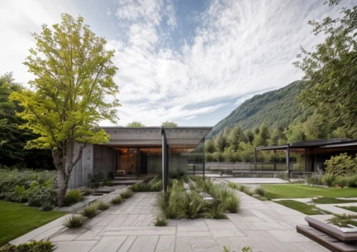 grass roof,eco hotel,zen garden,timber house,house in the mountains,roof landscape,house in mountains,japanese zen garden,chalet,pool house,turf roof,luxury property,summer house,landscape designers sydney,archidaily,british columbia,corten steel,landscaping,japanese architecture,modern house,Architecture,General,Modern,Elemental Architecture