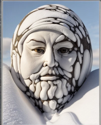 bust of karl,ski helmet,white beard,dwarf sundheim,poseidon god face,father frost,bonnet ornament,lawn ornament,infinite snow,snow figures,north pole,3d model,sculpt,png sculpture,the amur adonis,tundra,snow ball,snow bales,old man of the mountain,eskimo,Realistic,Landscapes,Alpine