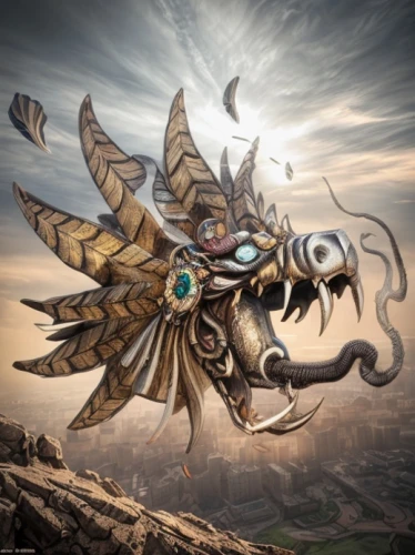 garuda,wind warrior,wyrm,horn of amaltheia,fractalius,nine-tailed,baku eye,poseidon god face,paysandisia archon,steampunk gears,chinese dragon,golden dragon,masquerade,head plate,golden mask,dragon design,covid-19 mask,cow horned head,cave of altamira,gold mask,Common,Common,Natural