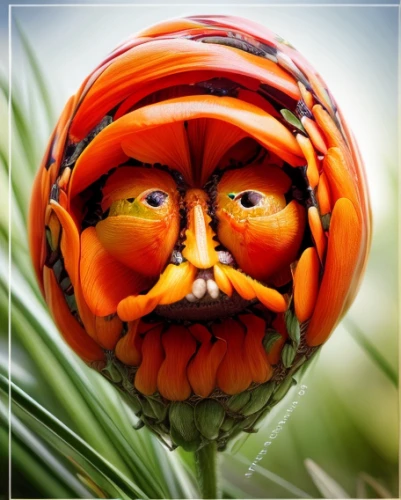 daruma,mandarin orange,funny pumpkins,calabaza,lawn ornament,insect ball,jack o'lantern,jack o lantern,dahlia pinata,pumpkin face,nature art,orange flower,persimmon,wooden mask,garden decoration,fractalius,minneola,jack-o-lantern,orange marigold,beard flower,Realistic,Flower,Poppy