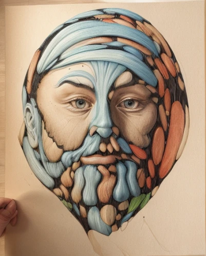 glass painting,multicolor faces,wooden mask,wooden heart,colored pencil,color pencils,beard flower,colour pencils,meticulous painting,human head,painting easter egg,coloring outline,colored pencils,woodcut,polychrome,coloured pencils,icon magnifying,color pencil,enamelled,colouring,Realistic,Movie,Playful Fantasy