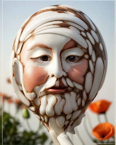 beard flower,garden decoration,terracotta,decorative figure,lawn ornament,iranian nowruz,head of garlic,garden decor,persian onion,porcelaine,bust of karl,terracotta flower pot,garden sculpture,garden ornament,garden pipe,garden statues,nowruz,bonnet ornament,zoroastrian novruz,wooden figure,Realistic,Flower,Poppy