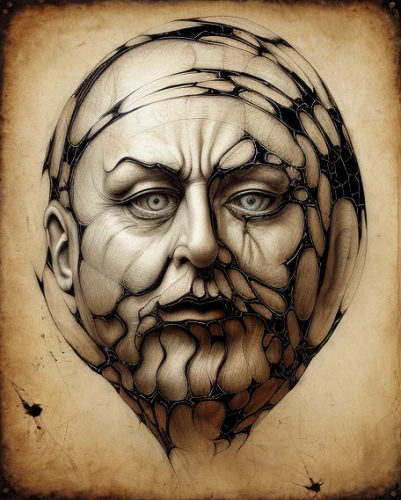 wooden mask,death mask,leonardo da vinci,beard flower,wood carving,icon magnifying,steam icon,greek in a circle,poseidon god face,sculpt,king lear,dwarf sundheim,fractalius,carved wood,leonardo,head icon,vitruvian man,face,bard,wood art,Calligraphy,Painting,Prophetic Art