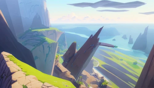 panoramical,mountain world,take-off of a cliff,meteora,canyon,giant mountains,cliffs,backgrounds,mountain plateau,ravine,futuristic landscape,fjord,mountains,ash falls,high mountains,valley,high landscape,fantasia,the cliffs,mushroom landscape,Common,Common,Cartoon