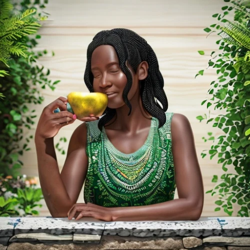 african woman,woman eating apple,senegal,rwanda,nigeria woman,ethiopian girl,digital painting,woman drinking coffee,ancient egyptian girl,benin,world digital painting,african american woman,sip,tiana,maria bayo,angolans,african art,egusi,calabash,woman at cafe,Landscape,Garden,Garden Design,Native Garden