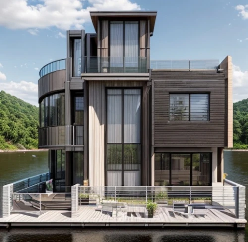 house by the water,house with lake,modern architecture,modern house,luxury real estate,luxury property,houseboat,cubic house,dunes house,house purchase,boat house,contemporary,lake view,eco-construction,cube stilt houses,luxury home,new england style house,inverted cottage,metal cladding,large home,Architecture,General,Modern,Geometric Harmony