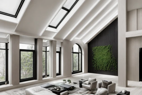 glass roof,stucco ceiling,folding roof,skylight,interior modern design,loft,ceiling ventilation,concrete ceiling,daylighting,window frames,contemporary decor,modern decor,penthouse apartment,interior design,roof lantern,modern room,luxury home interior,ceiling construction,window treatment,vaulted ceiling,Interior Design,Living room,Modern,German Modern Minimalism