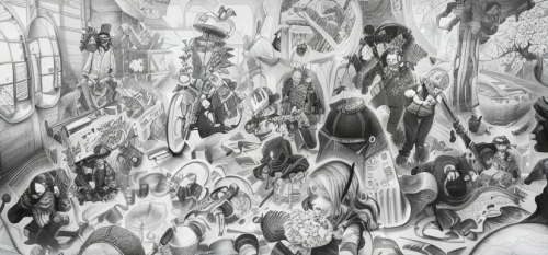 panoramical,pencil drawings,buddhist hell,psychedelic art,pencil art,pencil and paper,purgatory,abstract cartoon art,crowded,colourless,graphite,breeding ground,sistine chapel,backgrounds,clutter,meticulous painting,philharmonic orchestra,audience,wall of tears,art exhibition,Art sketch,Art sketch,Ultra Realistic