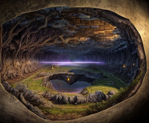 hobbiton,empty tomb,burial chamber,the grave in the earth,wishing well,stargate,chambered cairn,underground lake,place of pilgrimage,cave church,druid stone,ring of brodgar,sinkhole,the threshold of the house,fantasy landscape,potter's wheel,the wolf pit,fantasy picture,pit cave,chamber,Game Scene Design,Game Scene Design,Magical Fantasy