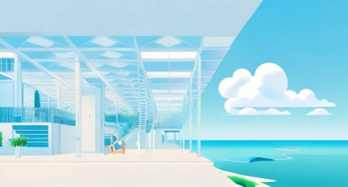 panoramical,aqua studio,virtual landscape,cartoon video game background,sky apartment,sky space concept,cubic house,beachhouse,archidaily,3d background,background vector,kirrarchitecture,futuristic landscape,beach house,cube background,cloud shape frame,tropical house,aquarium,background image,futuristic art museum,Game&Anime,Pixar 3D,Pixar 3D