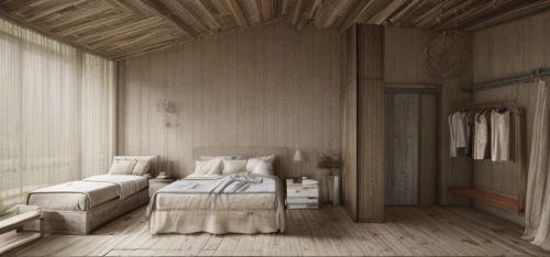 sleeping room,bedroom,wooden sauna,children's bedroom,guest room,danish room,canopy bed,bamboo curtain,inverted cottage,wooden shutters,room divider,japanese-style room,wooden hut,wooden wall,scandinavian style,room newborn,the little girl's room,boy's room picture,3d rendering,wood wool,Interior Design,Bedroom,Japanese,Wabi-Sabi