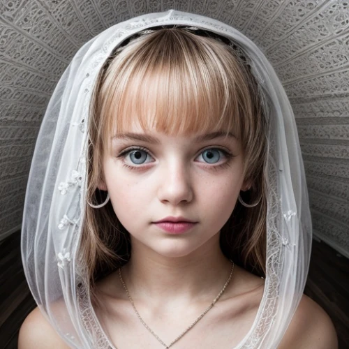 child portrait,young girl,mystical portrait of a girl,girl portrait,child girl,portrait of a girl,girl in cloth,first communion,lily-rose melody depp,little girl,the little girl,bridal,bride,girl with cloth,doll's facial features,angel girl,the angel with the veronica veil,portrait photographers,female doll,bridal accessory,Common,Common,Photography