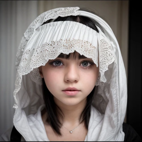 beautiful bonnet,islamic girl,girl wearing hat,girl in cloth,girl with cloth,veil,bonnet,headscarf,young girl,hijab,white fur hat,the angel with the veronica veil,turban,asian conical hat,girl in a historic way,girl portrait,jilbab,mystical portrait of a girl,cloche hat,portrait of a girl,Common,Common,Photography