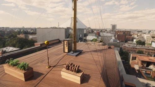 sky apartment,on the roof,above the city,rooftop,penthouse apartment,roof terrace,34 meters high,zipline,cablecar,highline,rooftops,roof top,flying trapeze,trapeze,static trapeze,antenna parables,hanging chair,golden swing,mobile sundial,view from the roof,Commercial Space,Working Space,Vintage Elegance