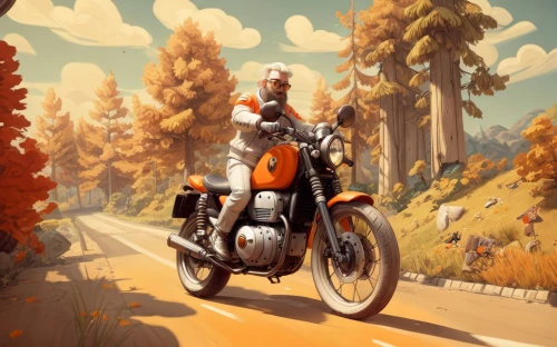 motorcycling,motorcyclist,motorcycle tour,motorcycle tours,motorbike,motorcycles,motorcycle,biker,autumn background,ride out,indian summer,autumn theme,game illustration,autumn icon,family motorcycle,motor-bike,motorcycle racer,open road,sci fiction illustration,autumn camper,Game Scene Design,Game Scene Design,Freehand Style