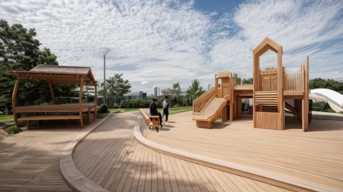 outdoor play equipment,children's playground,playground slide,play area,play yard,playground,playset,adventure playground,urban park,wooden decking,children's playhouse,wooden construction,climbing garden,wooden swing,park akanda,wood deck,play tower,wooden bridge,outdoor bench,wooden sauna,Architecture,General,Masterpiece,Humanitarian Modernism