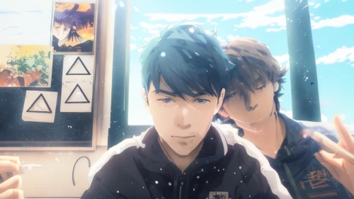 anime 3d,anime cartoon,busstop,snowcone,bus stop,anime boy,infinite snow,double exposure,shaved ice,lens flare,anime,snow cone,blue rain,sails a ship,reflected,photobombing,starry sky,visual arts,edit icon,blue sky,Common,Common,Japanese Manga