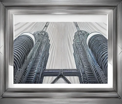 petronas twin towers,skyscrapers,kuala lumpur,skyscraper,art deco frame,burj khalifa,tall buildings,pencil frame,framed paper,twin tower,tallest hotel dubai,burj,frame illustration,high-rises,city scape,metropolis,skyscapers,dubai marina,high rises,vertigo,Art sketch,Art sketch,Retro