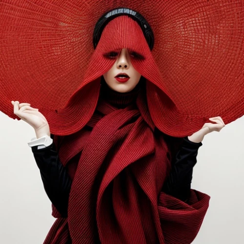 geisha girl,geisha,red hat,asian conical hat,tilda,poppy red,haute couture,the hat of the woman,rouge,vogue,japanese woman,red lantern,red coat,red cape,lady in red,feist,red ginger,veil,silk red,asian umbrella