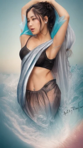 mermaid background,the sea maid,world digital painting,digital art,digital painting,mermaid,water nymph,kajal,belly painting,jaya,neha,siren,photomanipulation,digital artwork,sari,fantasy picture,in water,photo painting,veena,pooja