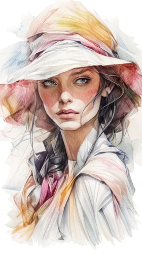 watercolor women accessory,fashion illustration,girl wearing hat,the hat-female,womans seaside hat,woman's hat,straw hat,watercolor pencils,panama hat,beautiful bonnet,the hat of the woman,fashion vector,sun hat,ordinary sun hat,women's hat,eglantine,ladies hat,summer hat,girl in cloth,high sun hat