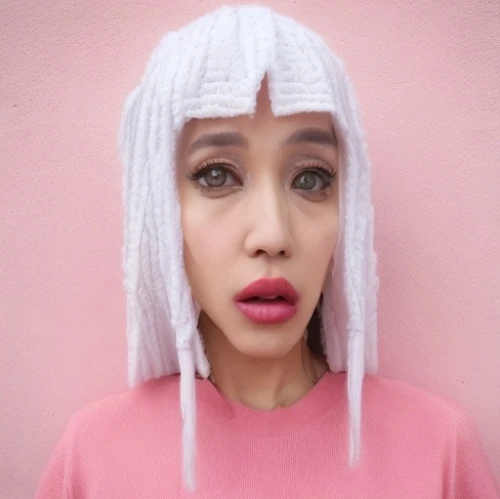 poppy seed,asian woman,harajuku,white pink,white-pink,doll's facial features,sex doll,barbie,hijaber,unicorn face,eurasian,japanese kawaii,violet head elf,soundcloud icon,pink hair,turban,bia hơi,albino,chả lụa,cao lầu