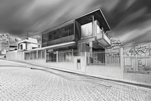 3d rendering,archidaily,modern house,japanese architecture,residential house,townhouses,houses clipart,landscape design sydney,house drawing,render,kirrarchitecture,cubic house,modern architecture,core renovation,contemporary,gray-scale,urban design,model house,arhitecture,residential,Art sketch,Art sketch,Concept