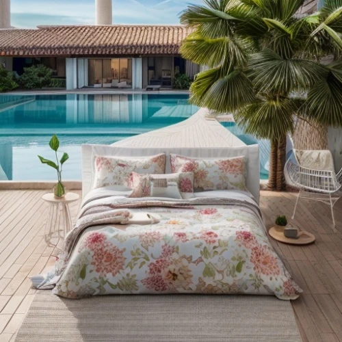 outdoor sofa,holiday villa,outdoor furniture,tropical house,patio furniture,cabana,bed linen,pool house,boutique hotel,resort,sunlounger,futon pad,bali,frangipani,water sofa,sofa cushions,flower blanket,chaise lounge,sofa bed,summer cottage