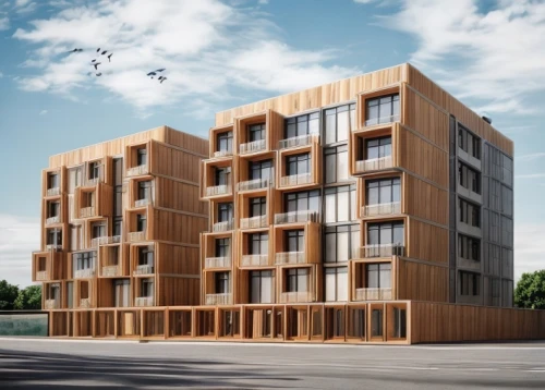 wooden facade,new housing development,eco-construction,building honeycomb,timber house,åkirkeby,kirrarchitecture,appartment building,multistoreyed,apartment block,wooden construction,housebuilding,apartment building,block of flats,borås,prefabricated buildings,apartments,wooden frame construction,3d rendering,wooden block,Architecture,General,Masterpiece,Humanitarian Modernism