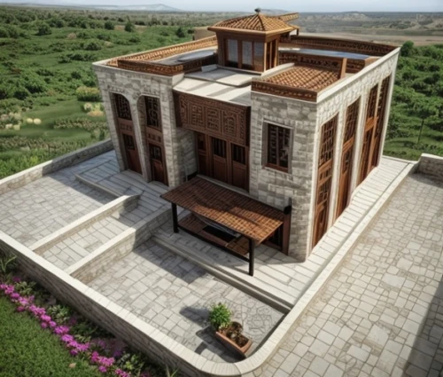 build by mirza golam pir,3d rendering,modern house,atatürk,dunes house,eco-construction,frame house,block balcony,two story house,iranian architecture,contemporary,private house,modern architecture,holiday villa,cubic house,kurdistan,model house,persian architecture,garden elevation,large home