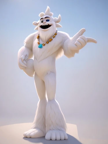 yeti,kong,mascot,3d model,lion white,banjo bolt,olaf,the mascot,clay animation,furry,paw,singing sand,3d render,3d rendered,klepon,smurf figure,anthropomorphic,king kong,character animation,ape,Game&Anime,Pixar 3D,Pixar 3D