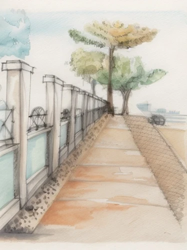 teak bridge,sayama lake,osaka bay,senbon torii,wooden bridge,bench by the sea,watercolor sketch,lido di ostia,akashi-kaikyo bridge,walkway,wooden pier,water color,pergola,promenade,paestum,board walk,the road to the sea,the akashi-kaikyo bridge,seaside view,foreshore