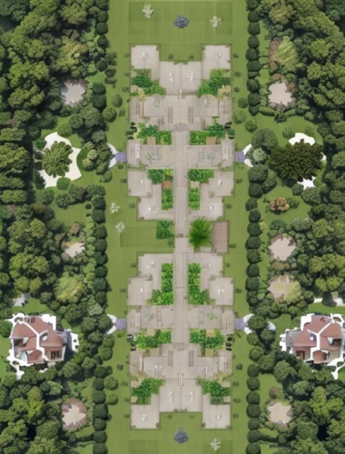 bird's-eye view,palace garden,landscape plan,garden elevation,gardens,schlossgarten,golf resort,view from above,private estate,bendemeer estates,overhead view,aerial shot,drone image,villa d'este,monastery garden,knight village,country estate,layout,hacienda,mainau,Landscape,Landscape design,Landscape Plan,Realistic