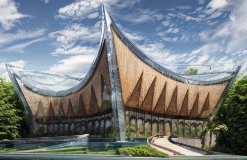futuristic art museum,futuristic architecture,christ chapel,asian architecture,eco hotel,universiti malaysia sabah,eco-construction,archidaily,school design,the ark,tempodrom,forest chapel,honeycomb structure,timber house,modern architecture,ark,wooden construction,3d rendering,gardens by the bay,outdoor structure,Architecture,General,Modern,Garden Modern