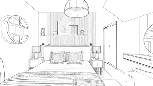 bedroom,guest room,hallway space,house drawing,inverted cottage,coloring page,canopy bed,modern room,guestroom,an apartment,interiors,attic,core renovation,apartment,cabin,sleeping room,room divider,home interior,loft,3d rendering,Design Sketch,Design Sketch,Fine Line Art