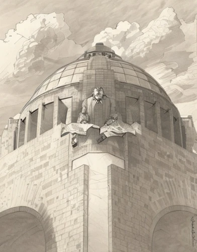 observatory,cupola,granite dome,dome,mausoleum,dome roof,palais de chaillot,roof domes,rotunda,musical dome,thomas jefferson memorial,mausoleum ruins,planetarium,engraving,monument protection,griffith observatory,lithograph,round house,acropolis,tombs,Art sketch,Art sketch,Traditional