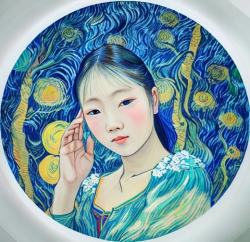 白斩鸡,ao dai,oriental girl,chinese art,青龙菜,water lily plate,siu mei,junshan yinzhen,xiaochi,choi kwang-do,zodiac sign libra,digital art,koi,oriental painting,girl with speech bubble,shirakami-sanchi,glass painting,songpyeon,rou jia mo,white and blue china,Game&Anime,Manga Characters,Peacock