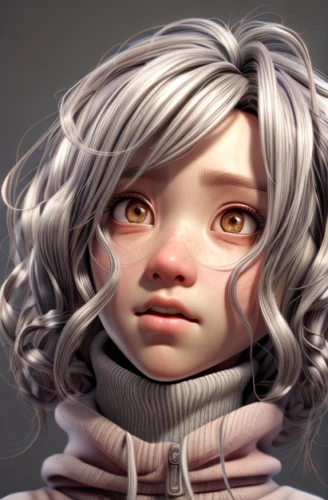 cosmetic,3d rendered,piko,3d model,portrait background,worried girl,doll's facial features,girl portrait,digital painting,b3d,poppy seed,whitey,3d render,cg artwork,echo,blanche,female doll,child girl,sculpt,custom portrait