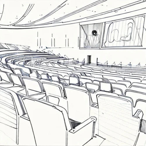 auditorium,lecture hall,conference hall,lecture room,concert hall,performance hall,empty theater,conference room,empty hall,function hall,theatre,theatre stage,theater stage,digital cinema,seating,meeting room,spectator seats,theater,seats,seminar,Design Sketch,Design Sketch,Hand-drawn Line Art