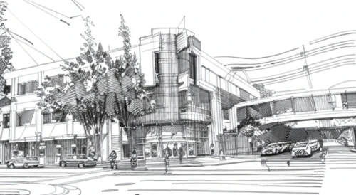 mono-line line art,city corner,multistoreyed,croydon facelift,the boulevard arjaan,street plan,concept art,shopping street,townscape,palo alto,broadway at beach,urban design,city center,line drawing,3d rendering,mono line art,store fronts,ginza,street scene,kirrarchitecture