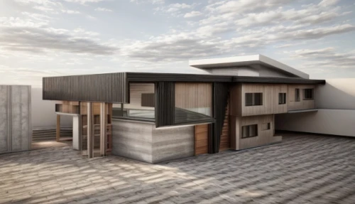 dunes house,3d rendering,cubic house,modern house,roof terrace,roof landscape,timber house,cube house,cube stilt houses,flat roof,residential house,render,wooden house,danish house,house roof,house roofs,sky apartment,modern architecture,roof top,two story house