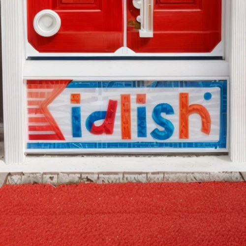 dish brush,door sign,door mat,decorative letters,front door,home door,main door,doll kitchen,door,letter box,osh,kifli,address sign,deli,house entrance,mitzvah,kids cash register,jewish,119,garden door