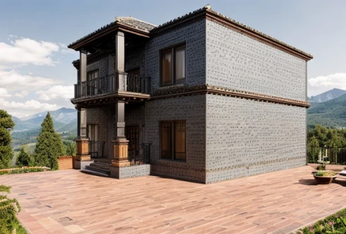 wooden house,build by mirza golam pir,house in mountains,3d rendering,timber house,wooden facade,house in the mountains,eco-construction,cubic house,residential house,two story house,chalet,brick block,frame house,large home,small house,private house,modern house,garden elevation,stone house,Architecture,General,Classic,Andalusian Baroque