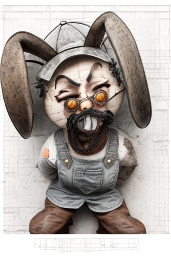 geppetto,pubg mascot,scandia gnome,monchhichi,pinocchio,3d teddy,wind-up toy,anthropomorphic,gnome,anthropomorphized,scrap sculpture,lawn ornament,rat,3d figure,mascot,jack rabbit,popeye,mickey mause,cute cartoon character,anthropomorphized animals,Interior Design,Floor plan,Interior Plan,Industrial