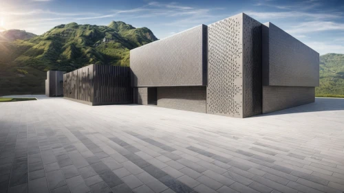 cubic house,dunes house,3d rendering,archidaily,cube house,modern architecture,futuristic art museum,concrete blocks,anechoic,modern house,render,futuristic architecture,cube stilt houses,exposed concrete,house in the mountains,house in mountains,concrete construction,slate roof,concrete wall,cement block,Architecture,Villa Residence,Modern,Mid-Century Modern