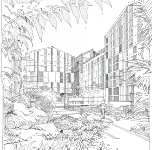 coloring page,coloring pages,condominium,dormitory,garden elevation,residences,line drawing,kirrarchitecture,hotel complex,mono-line line art,kansai university,landscape plan,shenzhen vocational college,bulding,apartment complex,residential,an apartment,hand-drawn illustration,house drawing,appartment building