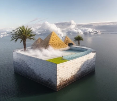 floating island,floating huts,cube stilt houses,floating islands,water cube,infinity swimming pool,island suspended,pool house,flying island,roof top pool,cubic house,dunes house,floating stage,house by the water,artificial islands,cooling house,artificial island,house with lake,house of the sea,cube house